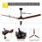 72" Black Solid Wood Propeller Ceiling Fan with Light and Remote/APP Control, 6-Speed, Dimmable LED Ceiling Fans for Living Room