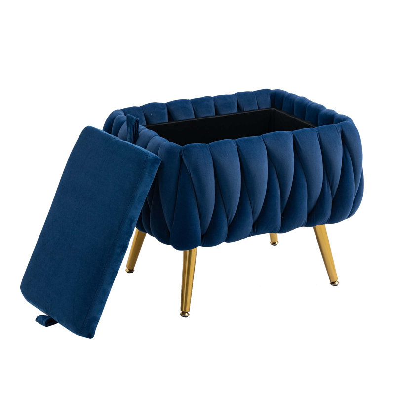 Chaise d'appoint avec fauteuil repose-pieds capitonné, Polyester bleu