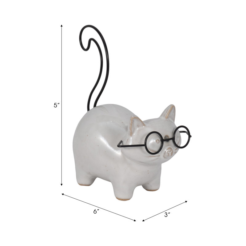 Figurine 6 po en céramique avec lunettes