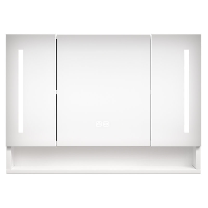 Armoire de salle de bain moderne avec lumières à DEL et miroir - 39,13 x 27,67 x 5,12 pouces, blanc, fixation murale, imperméable, pouces et moderne, aluminium, multicolore