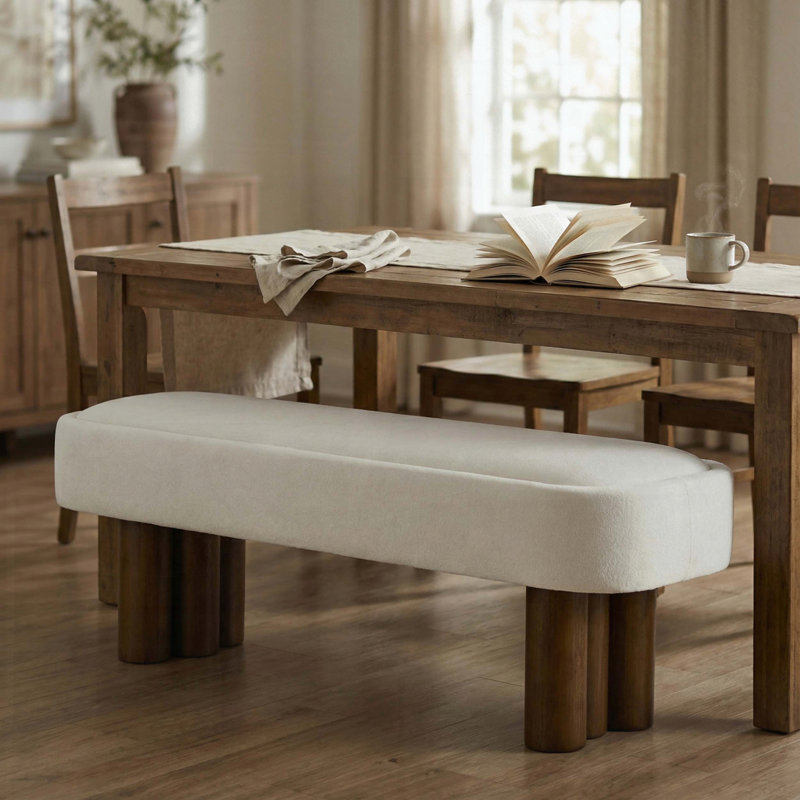Banc de salle à manger rembourré Karsen, Beige