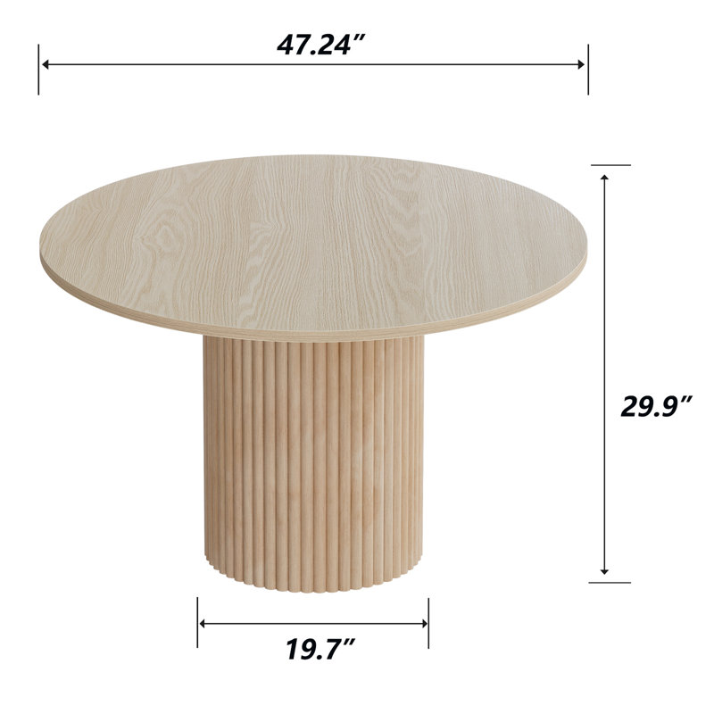 Table de salle à manger ronde à base en bois massif pour table circulaire de 6 po et 47 po