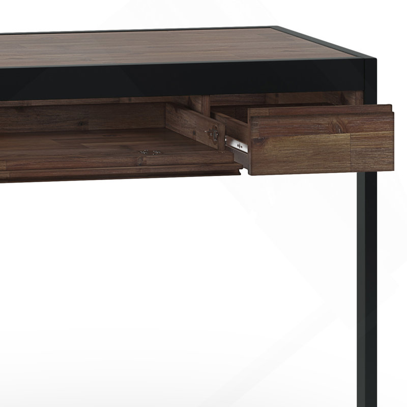 Petit bureau - Brun rustique naturel vieilli, H 31 po x l 48 po x P 24 po, Brun / Noir