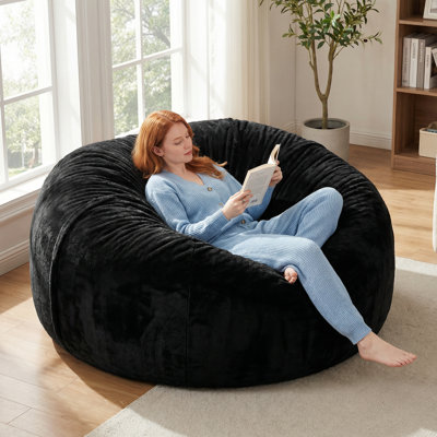 Bean Bag Chair 6FT, Memory Foam Filling, Adult and Teen Bean Bag Chair, Soft Sofa with Removable Flannel Cover, Round Sofa for Living Room, Bedroom, College Dorms