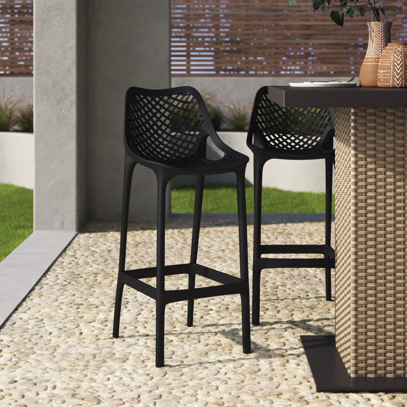 Tabouret de bar pour le patio Farrah, Noir, noir, noir, noir, 25.6"