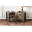 Table de chevet en noyer antique avec look rétro et compartiment de rangement pour 2 tiroirs