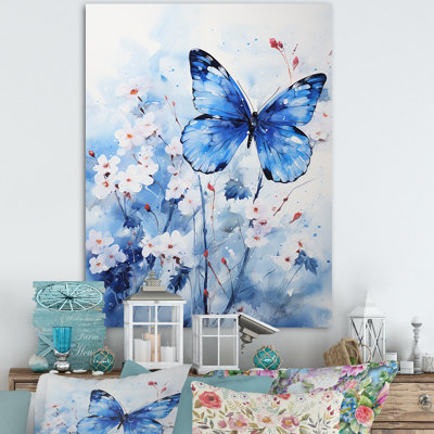 «Sapphire Blue Hues capture the Delicate Flight I», reproduction d'art sur toile