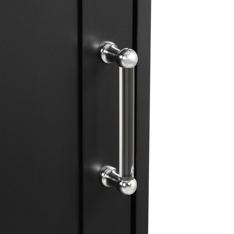 Tall Freestanding Bathroom Storage Cabinet In Black , Adjustable Shelf, Two Drawers And - Toppling Installation For Home With Different Size Drawers, Slide Rails