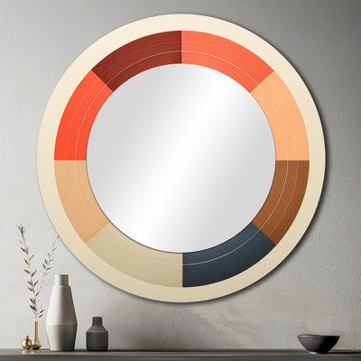 Coloré rétro vinyle IV - miroir de disques vinyle, miroir mural rond unique moderne, art imprimé en métal
