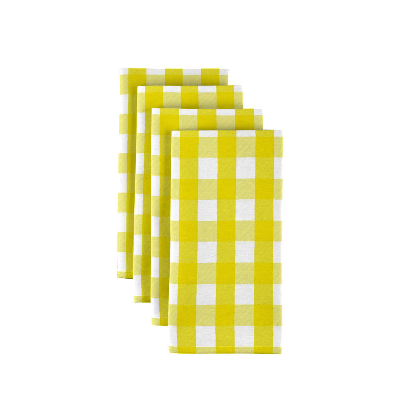 Polyester Plaid Square Napkin, Yellow