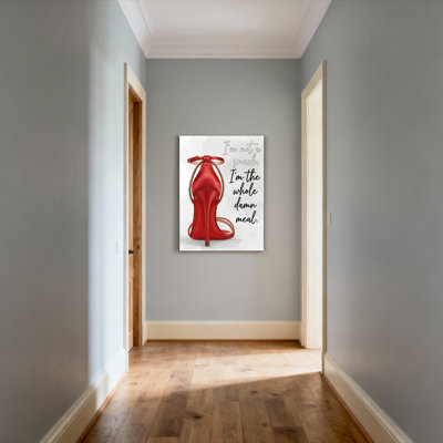 Escarpin rouge à talon haut avec citation inspirante, tableau sur toile pour la décoration de la chambre ou du salon
