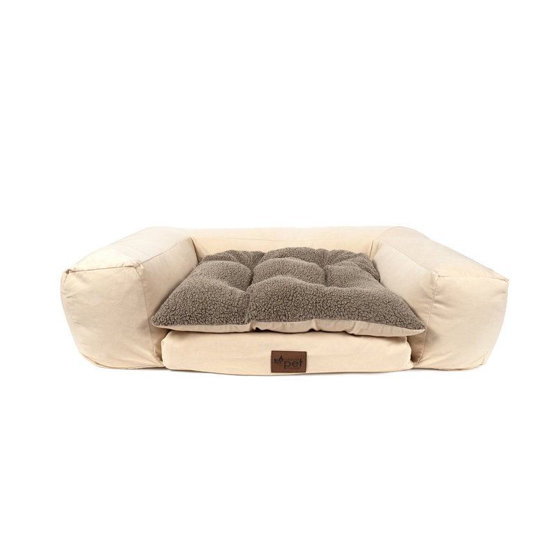 Canapé rectangulaire orthopédique pour animaux avec housse amovible, Petit (l 47 po x P 32 po x H 9 po), Os
