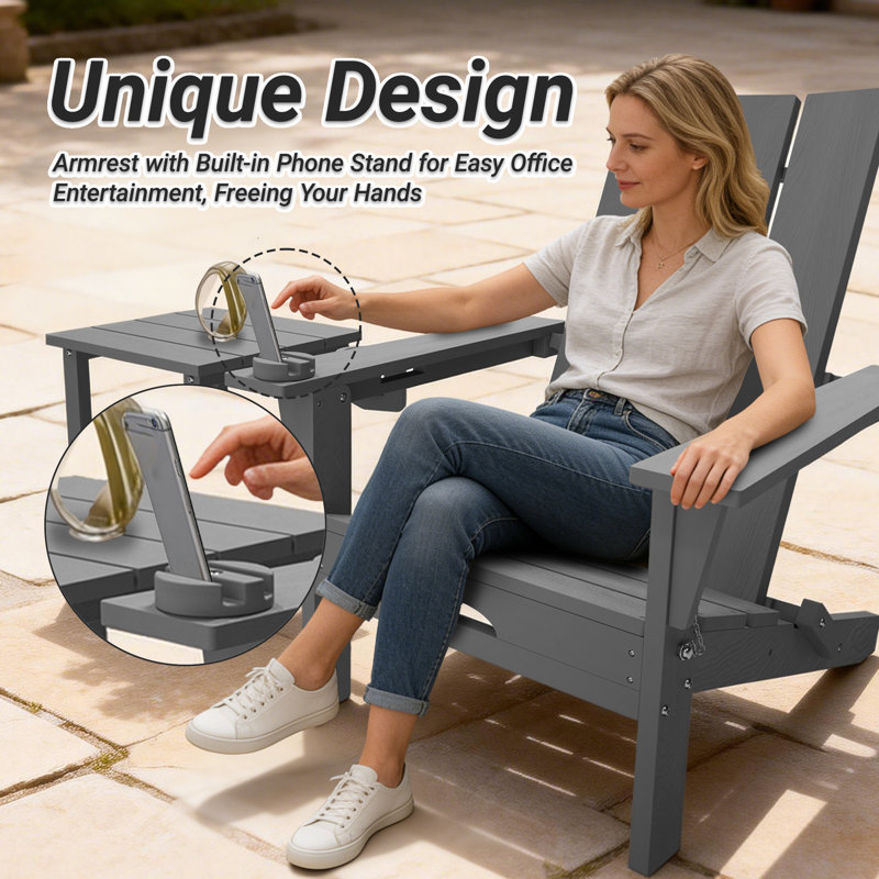 Outdoor Folding Adirondack Chair , Gray