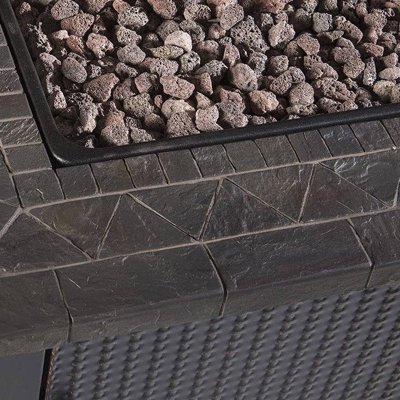 Black and Brown Steel Outdoor Gas Fire Pit Table