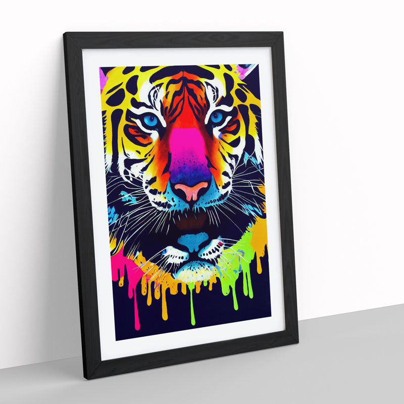 Tiger Splash No.5 Abstract - Single Picture Frame Painting, Black Framed, 64cm H x 46cm W x 2cm D