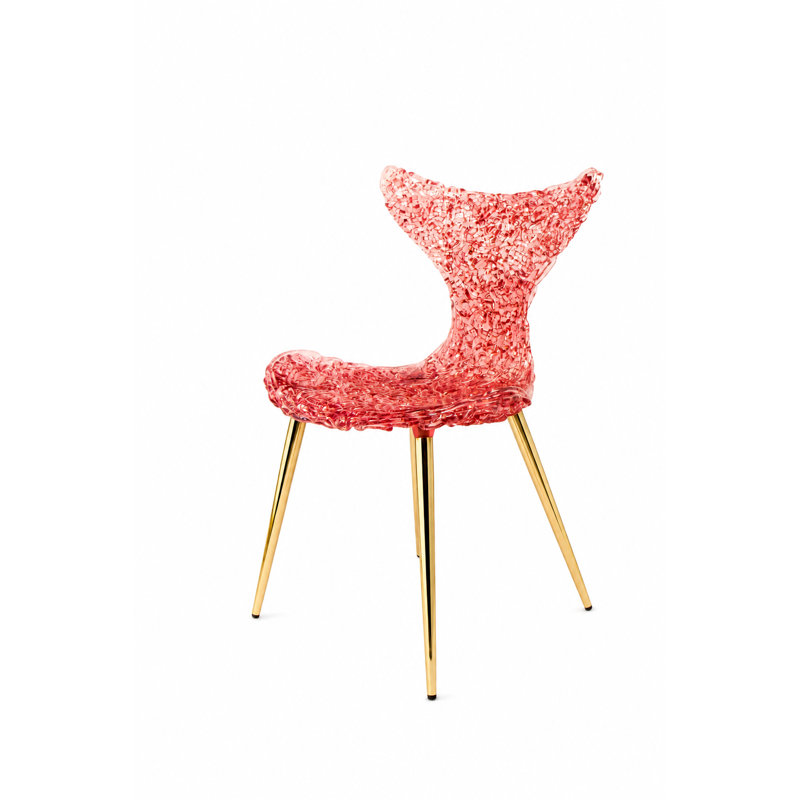 DAINTE Stitch Wing Back Parsons Chair – Modern Ocean-Inspired Dining Chair with Light Reflecting Finish, Luxury Designer Accent Chair