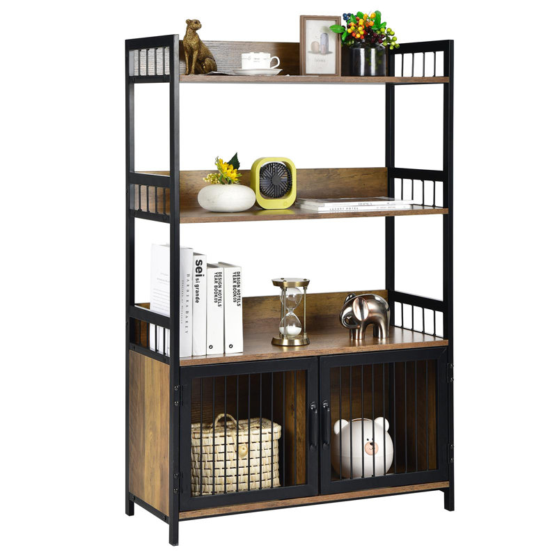 Bois standard en acier 31,5 po Tottenville avec rangement pour bouteilles de vin