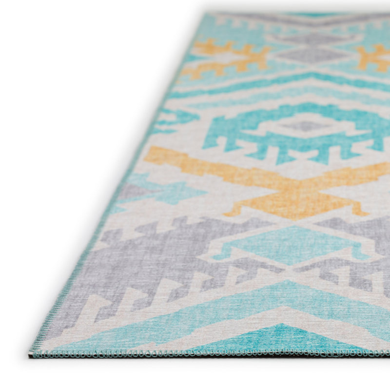 Chenille Washable Ikat Indoor / Outdoor Rug, Rectangle 5' x 7'6"