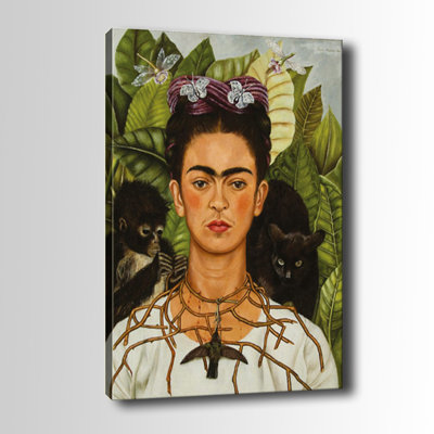 Frida Kahlo, toile décorative 11,8 po x 15,7 po | 100% toile, cadre en bois | Impression numérique époustouflante pour les amateurs de décoration intérieure et d'art