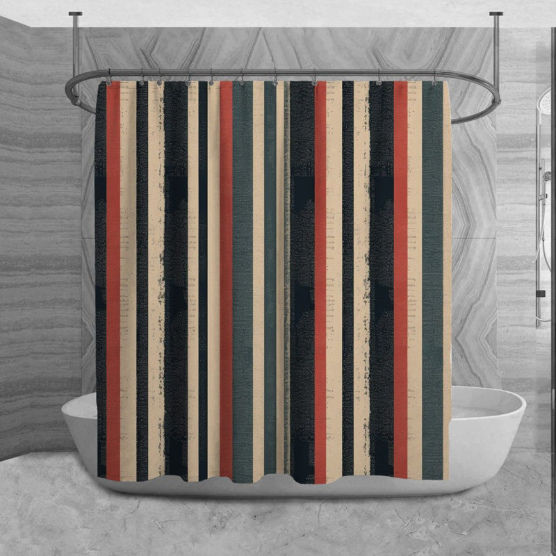 Rideau de douche à rayures, H 73 po x l 70 po