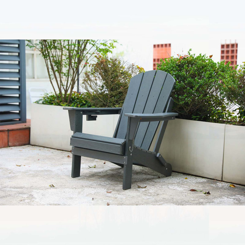 Chaise Adirondack pliante en PEHD avec texture en bois - durable, résistante aux intempéries et facile à ranger pour une détente en plein air