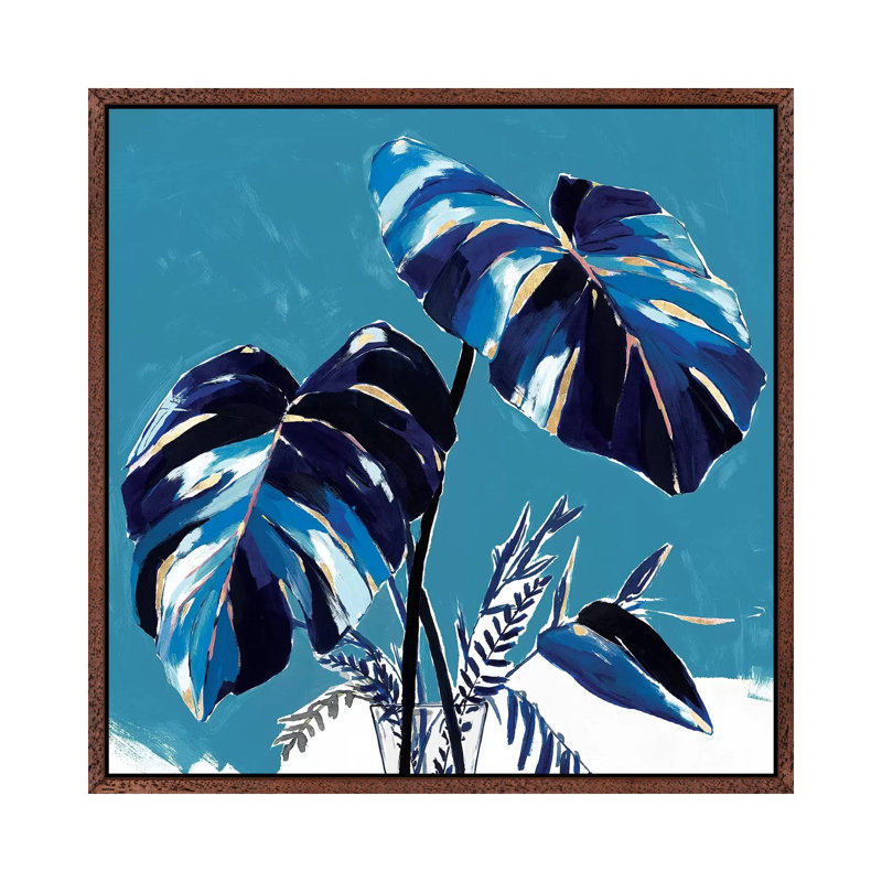Swaying Palms II by Isabelle Z - Painting on Canvas, 66.04 cm H x 66.04 cm W, Classic Brown Wood Framed
