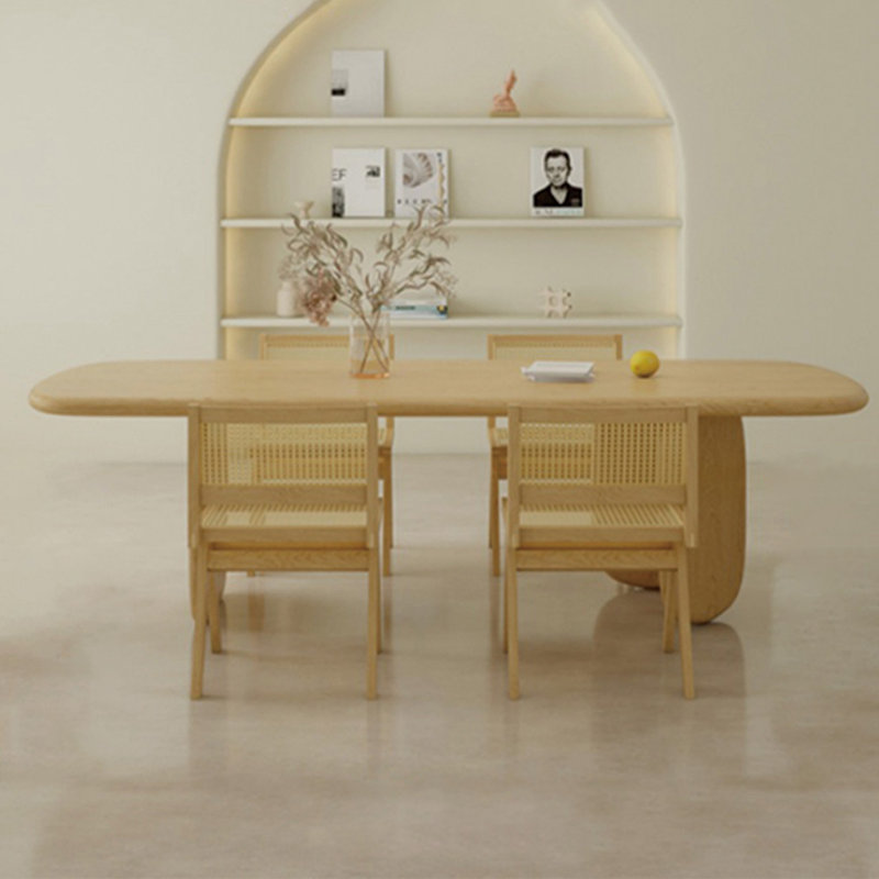 Warm solid wood table set, 29.52"H x 70.86"L x 31.49"W