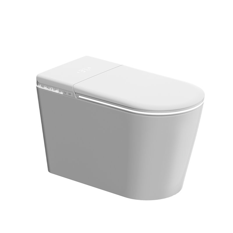 Toilette intelligente CRESTLE Premium avec bidet, bouclier en mousse, couvercle à ouverture / fermeture automatique, siège chauffant allongé, chasse d'eau automatique / de secours puissante, stérilisation UV, veilleuse, sans réservoir, télécommande