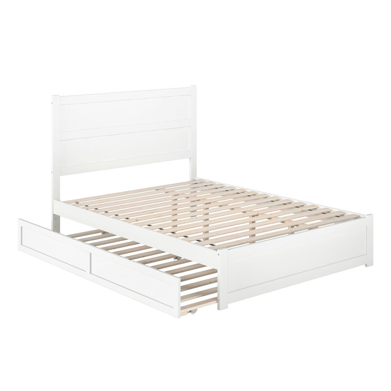 Ivor Solid Wood Trundle Bed, White, Queen