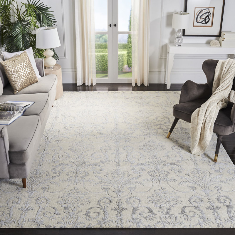 Shillington Hand-Tufted Wool Floral Area Rug, Rectangle 9' x 12'