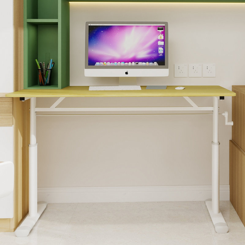 Adjustable Study Desk Suitable For Children And Adults, Height-Adjustable, Multifunctional Home Office Desk, Compact Design, Desktop Dimensions: 60Cm × 120Cm, White Frame