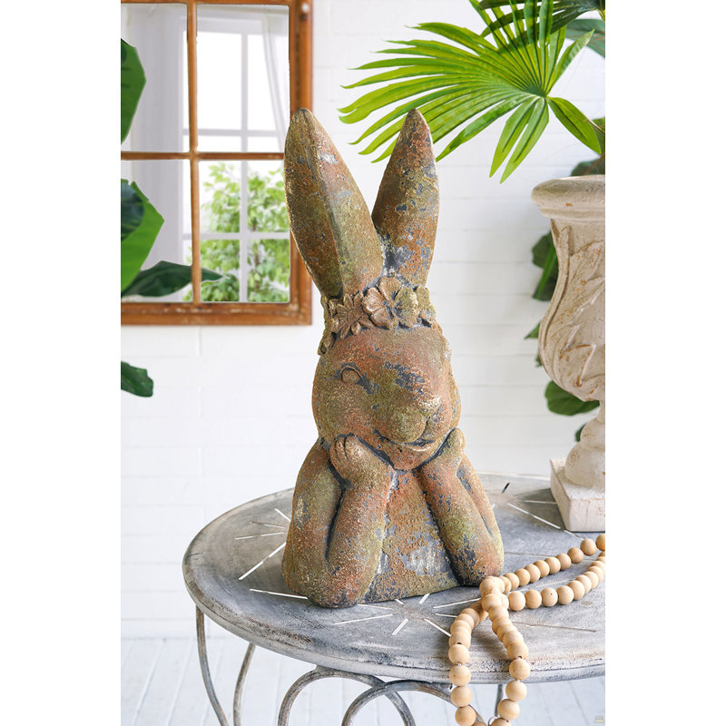 6.7x5.9x15.2" Antique Rabbit Figurine, 15.2" H x 6.7" W x 5.9" D