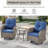 All-Weather Outdoor Wicker Porch Nighttime Family Fire Pit Set With Sofa, Rocking Chairs And Swivel Chairs-1182543504