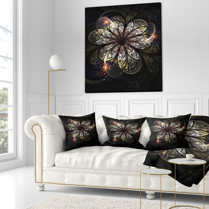 Coussin floral à fleur arrondie floral, 16 po x 1 po, Coussin décoratif