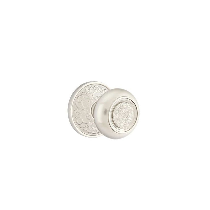 Emtek Privacy Interior Mortise Set w/ Lancaster Rosette & Belmont Knob (RH), Satin Nickel