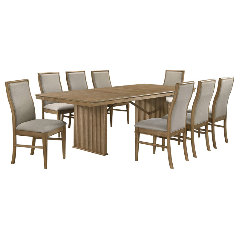 Syed 9-piece Dining Table Set, 9 Pieces: Table, 8 Chairs