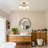 3- Lights 20.08'' Modern Black/Brass Iron Glass Cover Globe Semi Flush Mount Lighting For Bathroom/Hallway/Entryway-1727499687