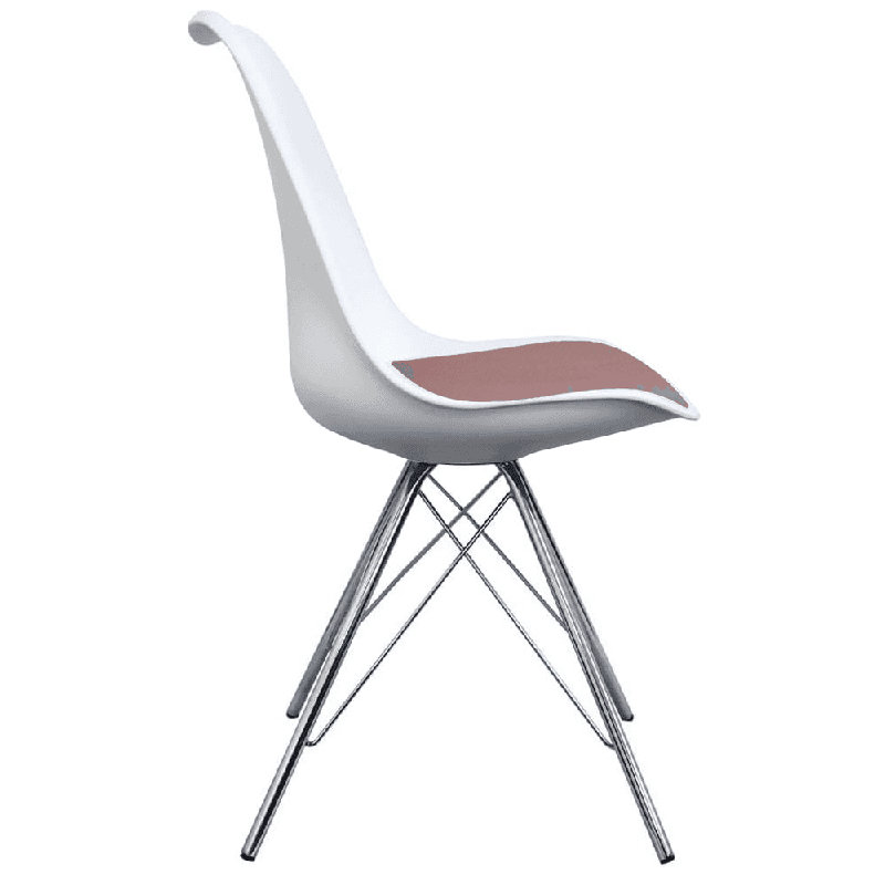Topeka 45cm H Upholstered Side Chair, White/Pink