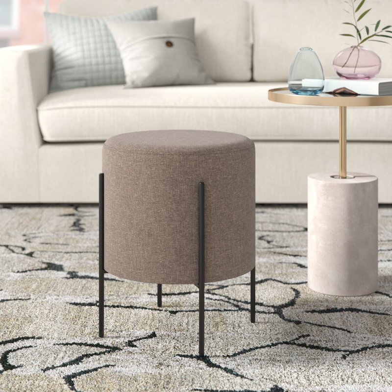 Degnan Upholstered Ottoman, Light Brown Polyester