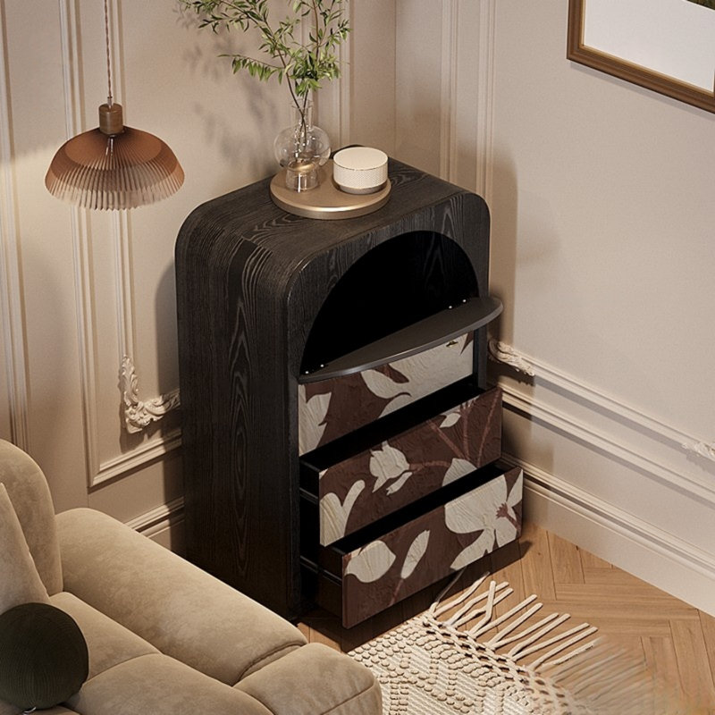 Retro Three-Drawer Single-Door Accent Cabinet
