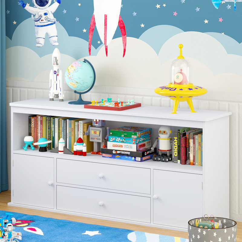 Toy Storage Organizer Kids With 2 Drawers And Doors Cabinet