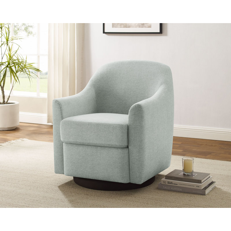 29.92In Modern Barrel Swivel Accent Chair, Mint  Polyester Blend