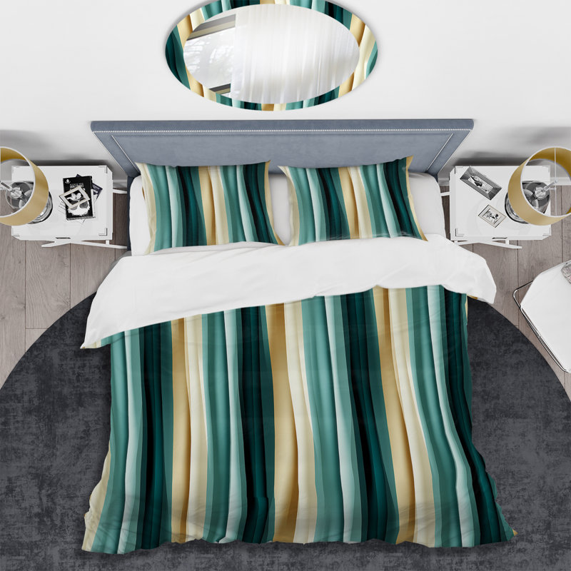 Ensemble de housse de couette Whispers Of Luxury Striped Pattern, Housse de couette pour très grand lit et 2 très
