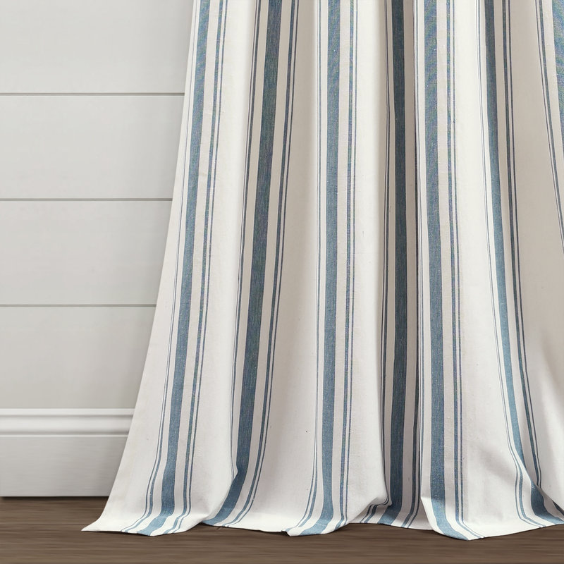 Cotton Blend Semi Sheer Curtain Pair, 42" W x 84" L, Blue