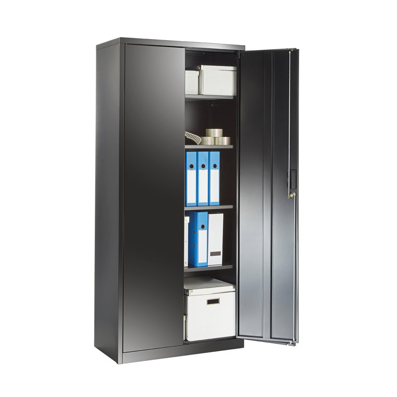 Metal Karndeep 72" Tall 5 - Shelf Storage Cabinet for Office Garage Home, Black