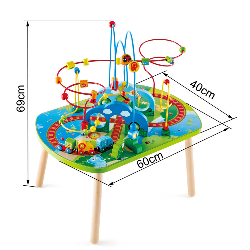 Jungle Adventure Toddler Bead Maze and Railway Train Track Play Table