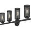 Luminaire de salle de bain moderne en maille d'acier inoxydable noir, 35,5 po - Quatre lumières