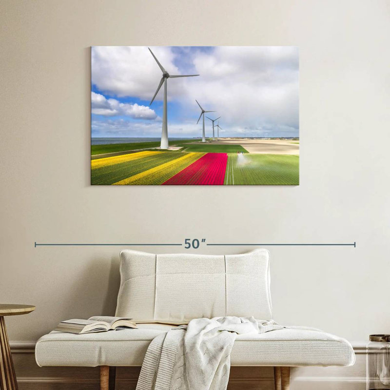 Lilie Wind Turbines And Tulip Fields, 26" H x 39" W