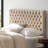 Beige Fabric Queen Size Headboard - Tufted Diamond Stitch, Adjustable Solid Wood Frame & Metal Legs-424163028