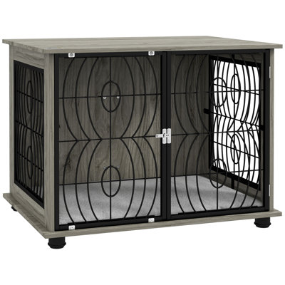 Dog Crate Furniture End Table with Cushion for Dogs